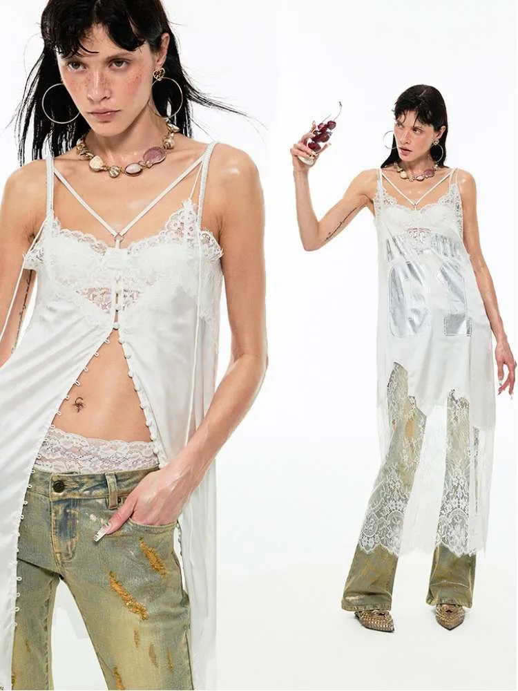 2Way Race Sheer Suspender Long Dress【s0000009175】