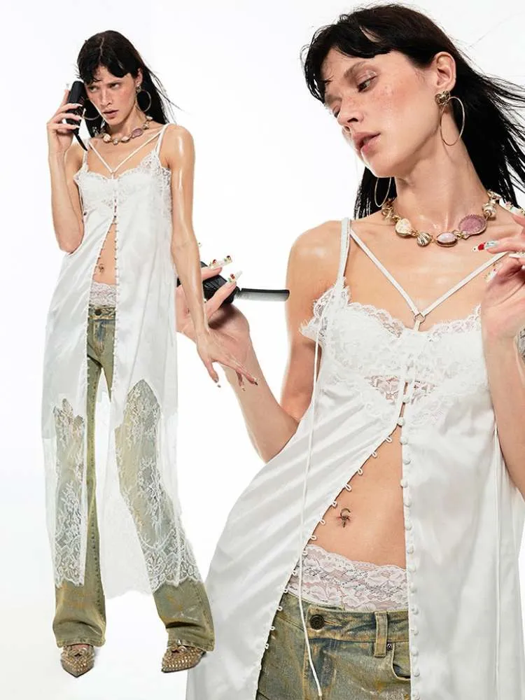 2Way Race Sheer Suspender Long Dress【s0000009175】