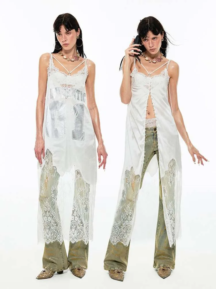 2Way Race Sheer Suspender Long Dress【s0000009175】
