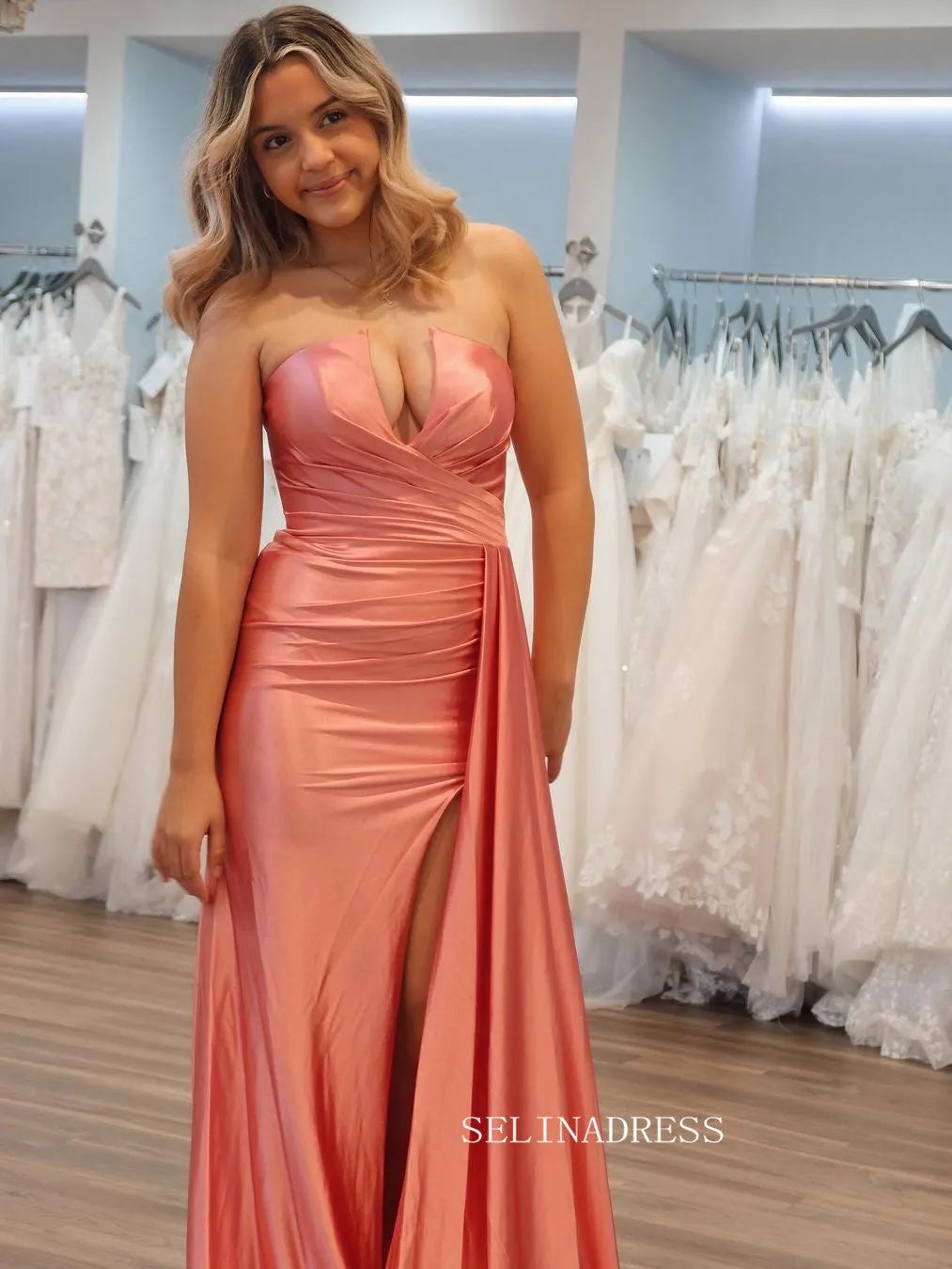 A-line Spaghetti Straps Layered Blue Long Prom Dress sew1022