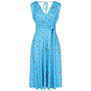 Arabella Dress - Red Flower Blue