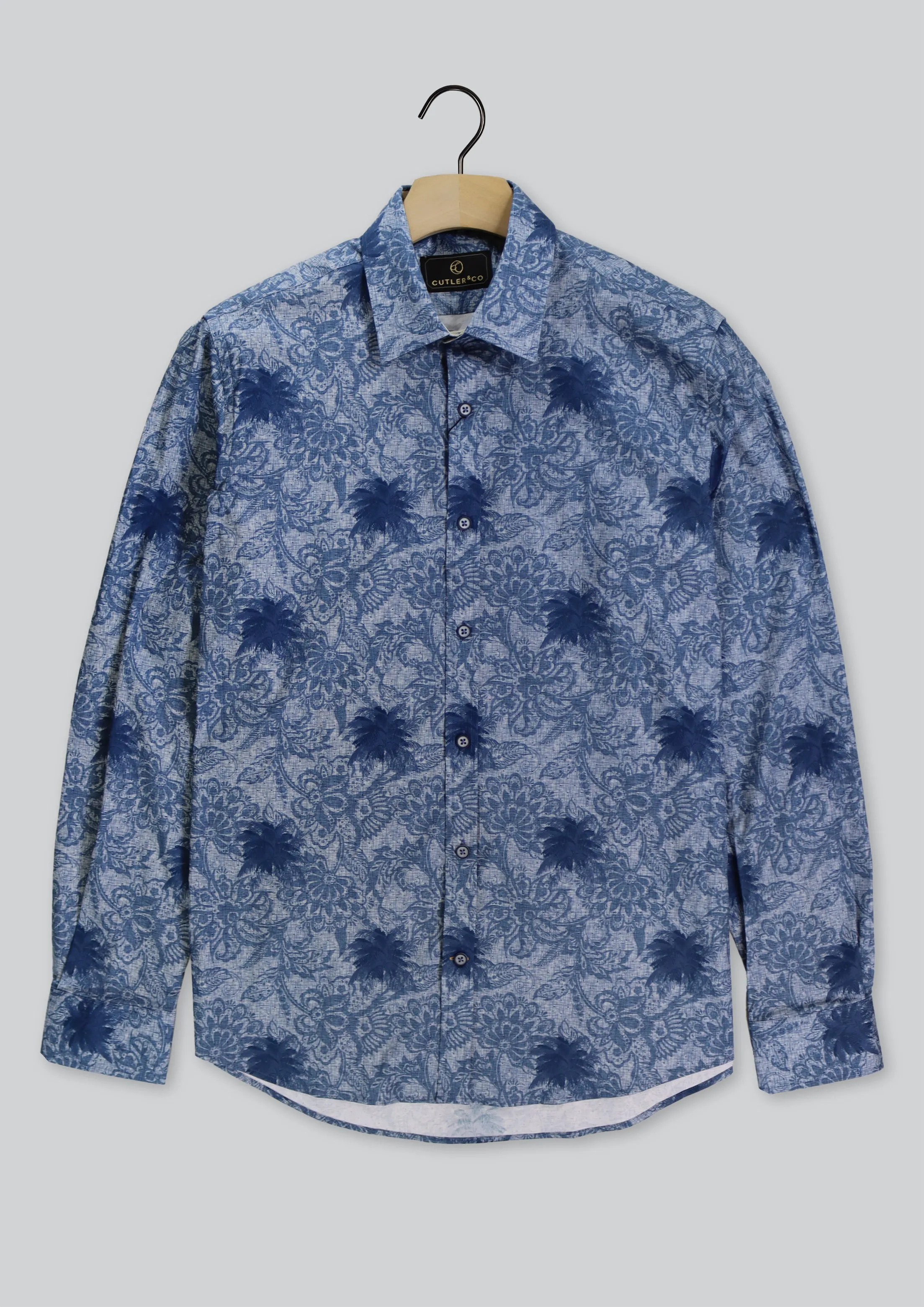 Blake Floral Print Shirt: Indigo