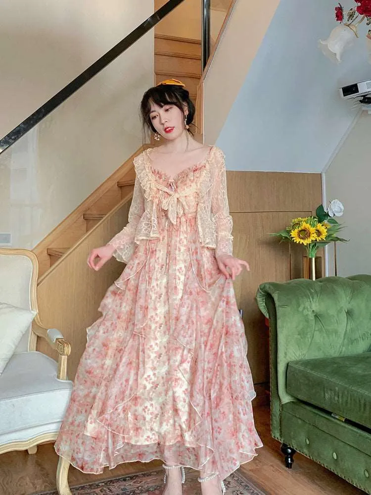 Blue Angel Dreamwalker Fairy In Wonderland Long Floral Pink Dress