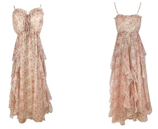 Blue Angel Dreamwalker Fairy In Wonderland Long Floral Pink Dress