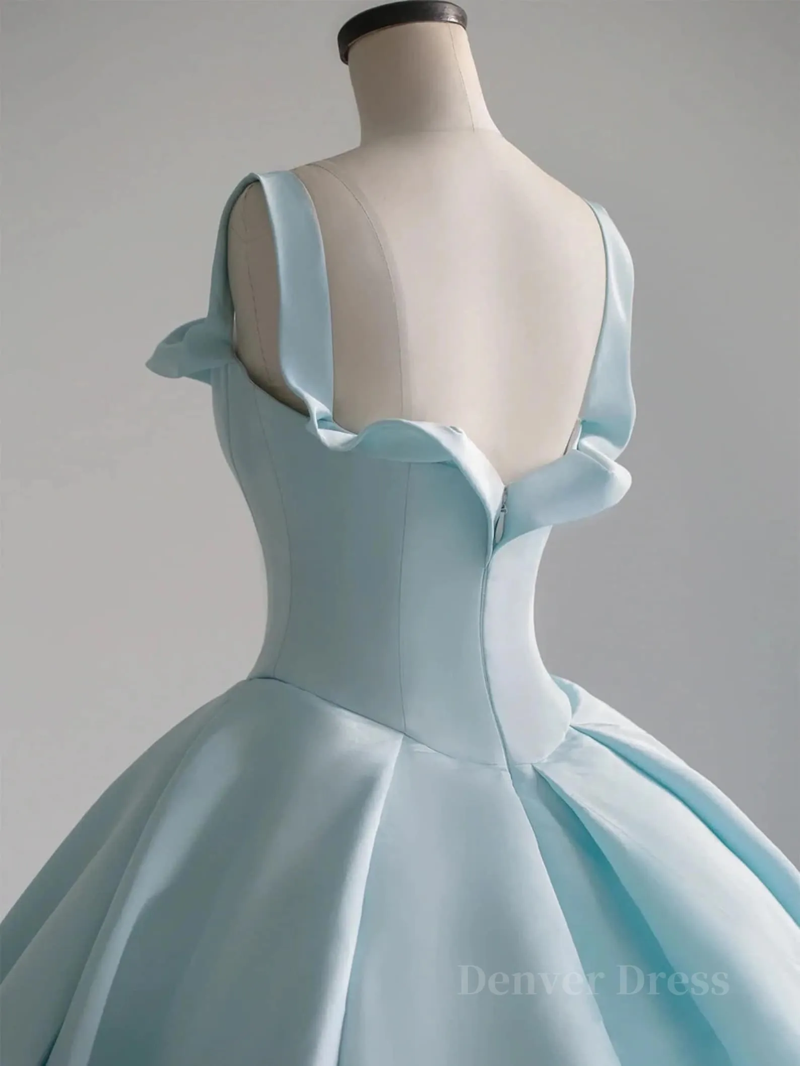 Blue Satin Long Prom Dress Blue Satin Formal Dresses