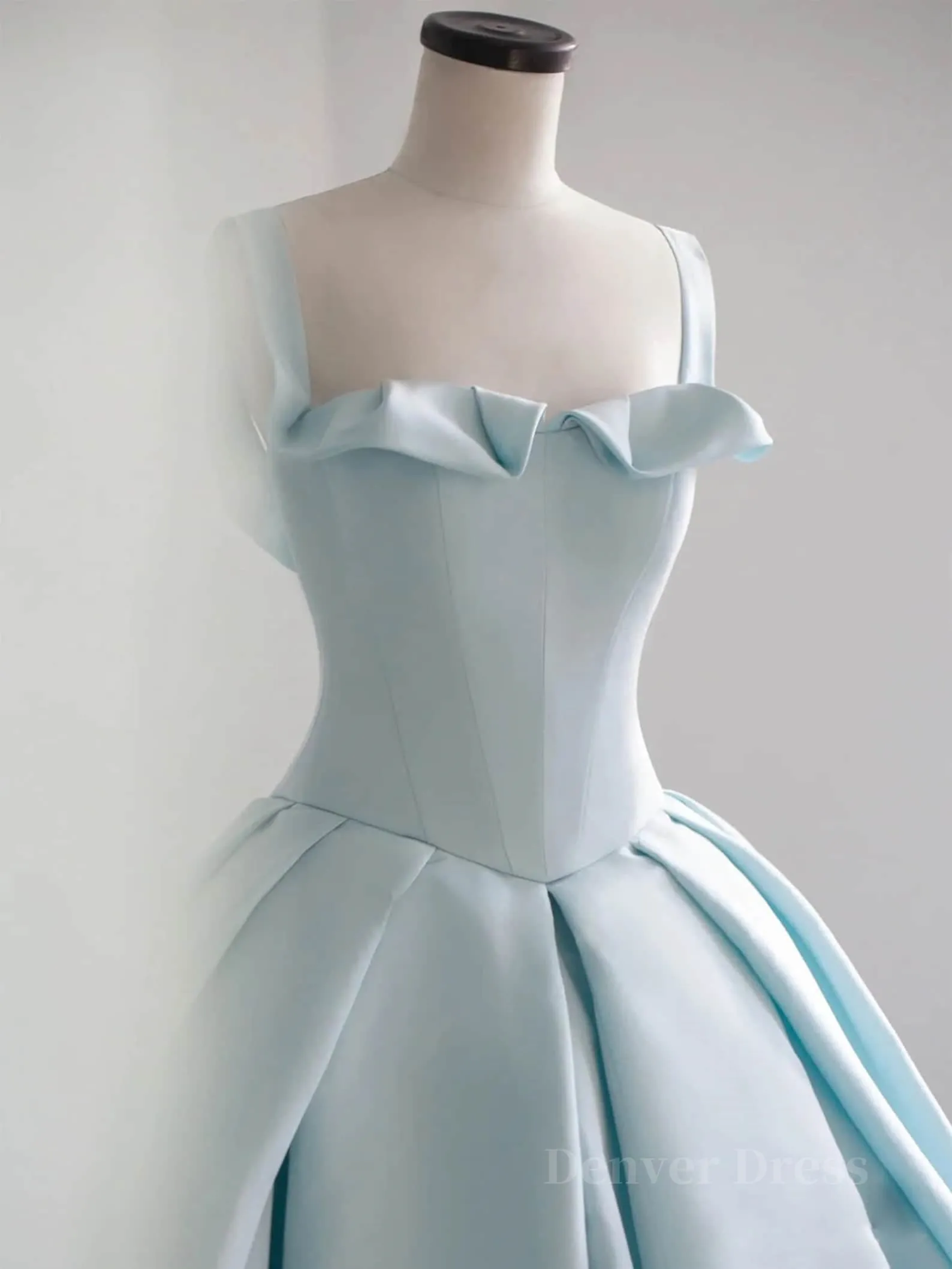 Blue Satin Long Prom Dress Blue Satin Formal Dresses