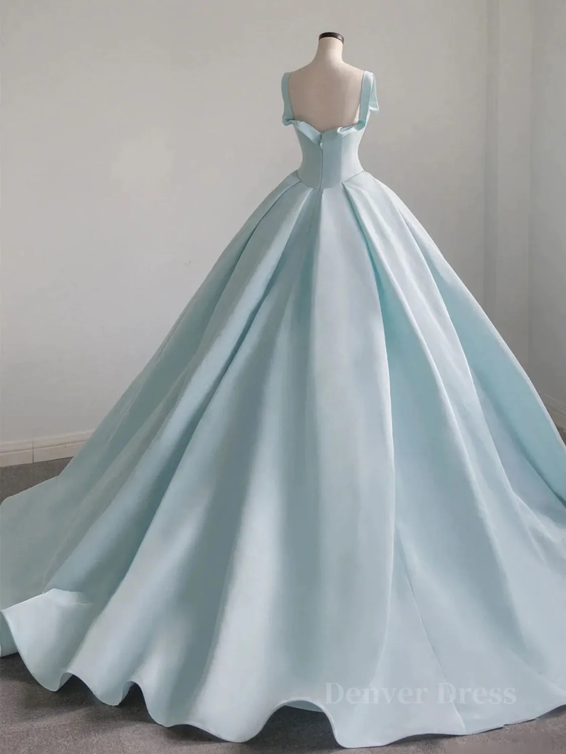 Blue Satin Long Prom Dress Blue Satin Formal Dresses