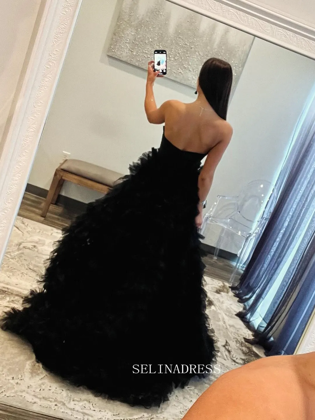 Chic A-line Sweetheart Long Prom Dresses Ruffles Elegant Lavender Evening Dress sew0315