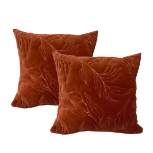 Cloud Linen Sophie Cotton Velvet Clay 50x50cm Twin Pack Polyester Filled Cushion