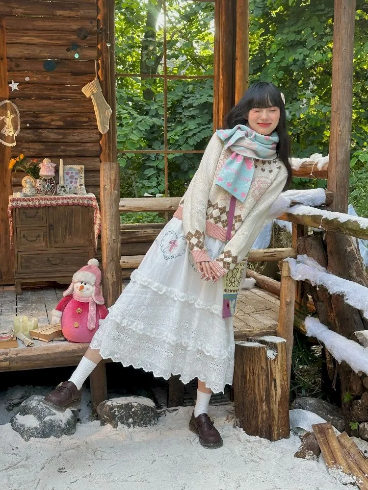 Cross Love Bow Embroidered Peplum Halter Long Skirt【s0000004654】