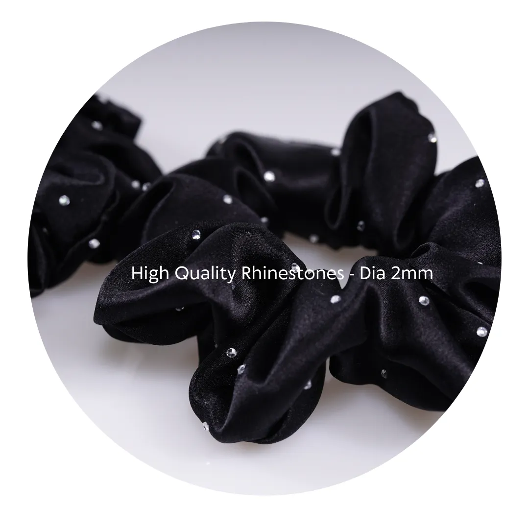 Crystal Silk Scrunchies Medium Black