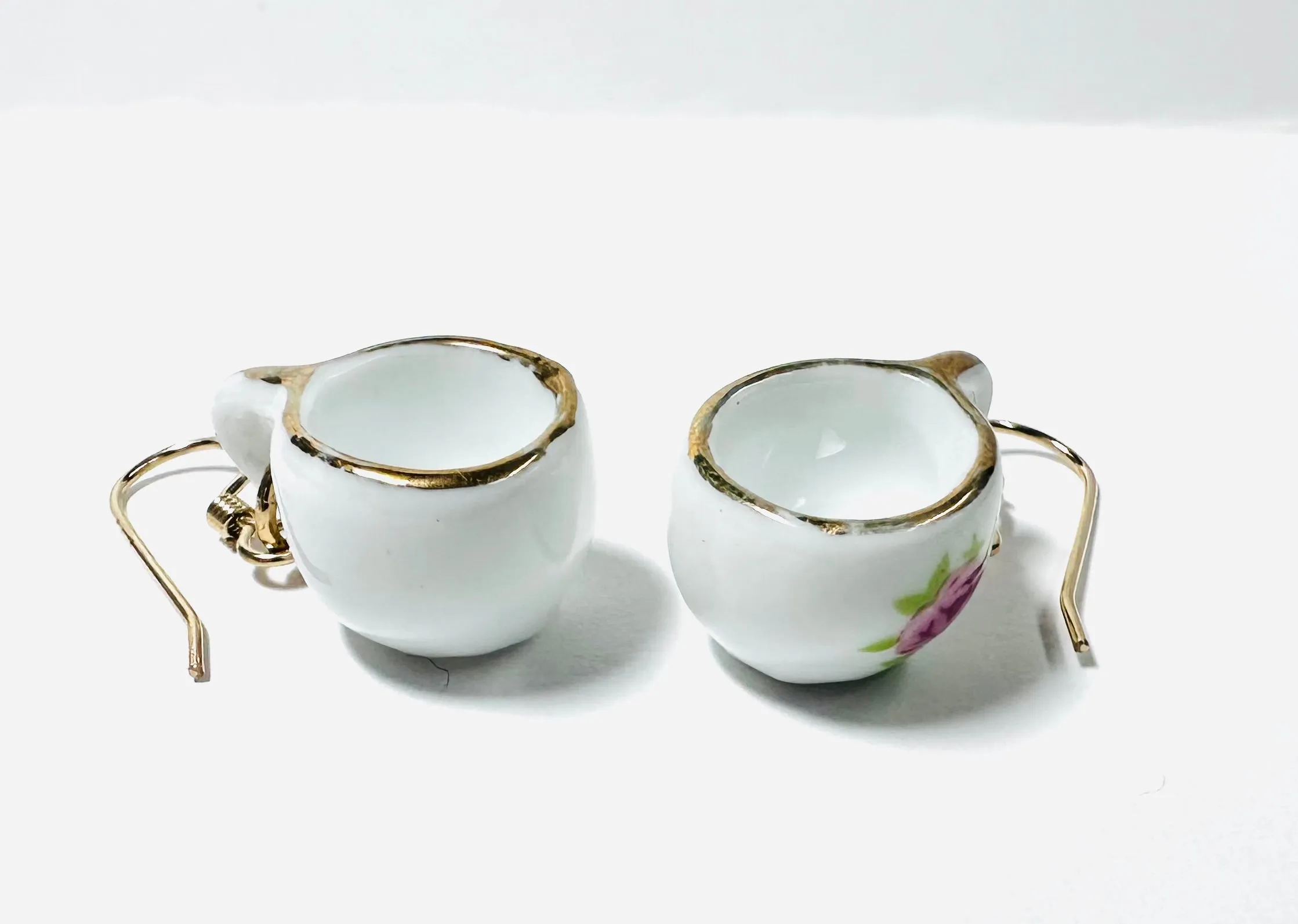 Cuppa Tea Earrings/ Tiny Porcelain Teacup Earrings