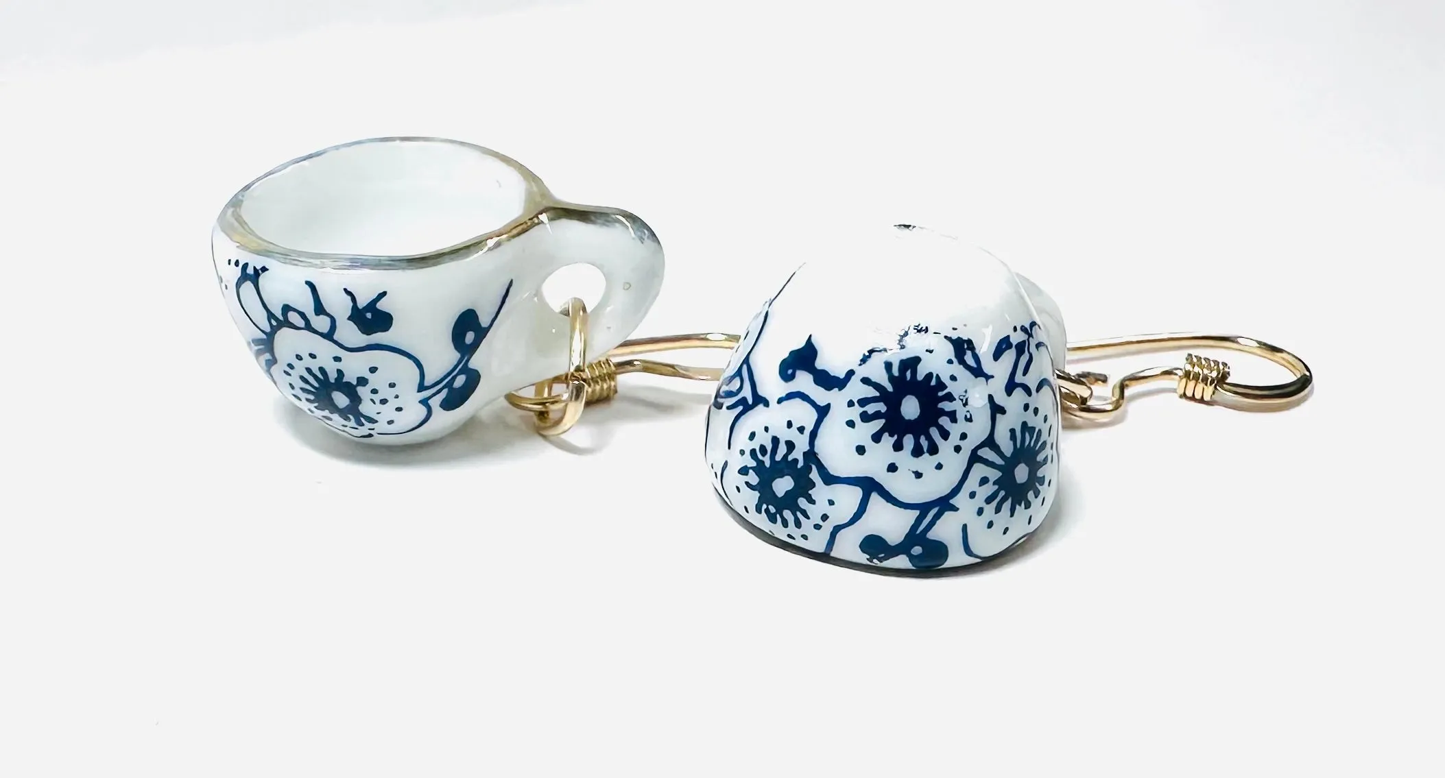 Cuppa Tea Earrings/ Tiny Porcelain Teacup Earrings