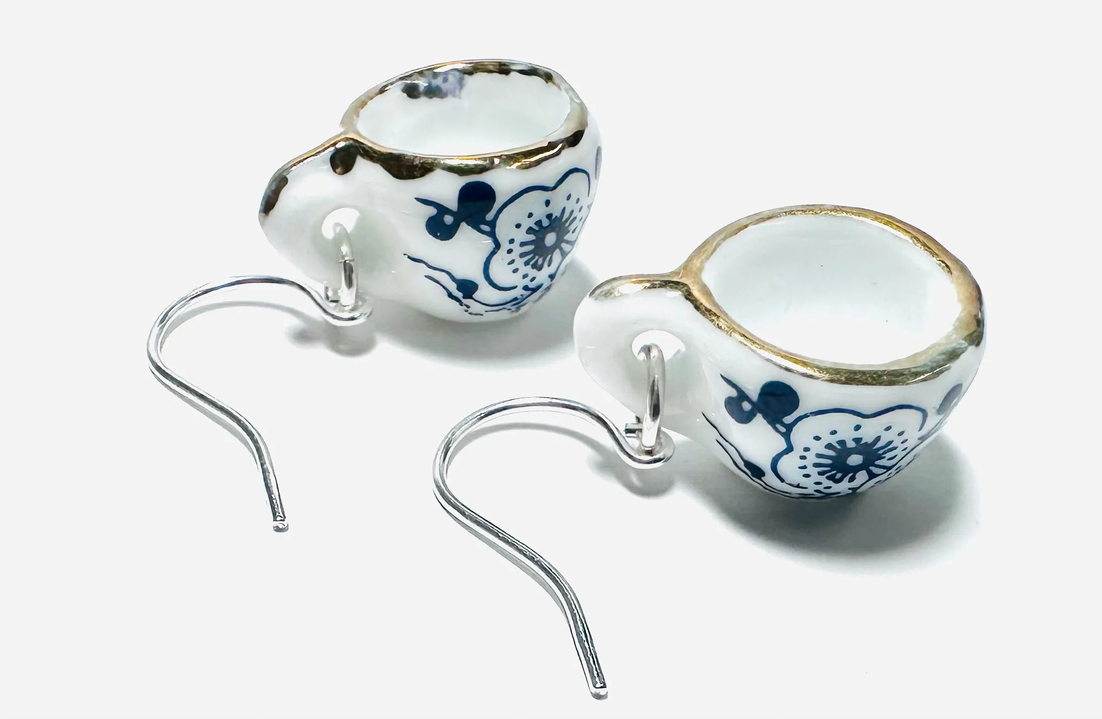 Cuppa Tea Earrings/ Tiny Porcelain Teacup Earrings