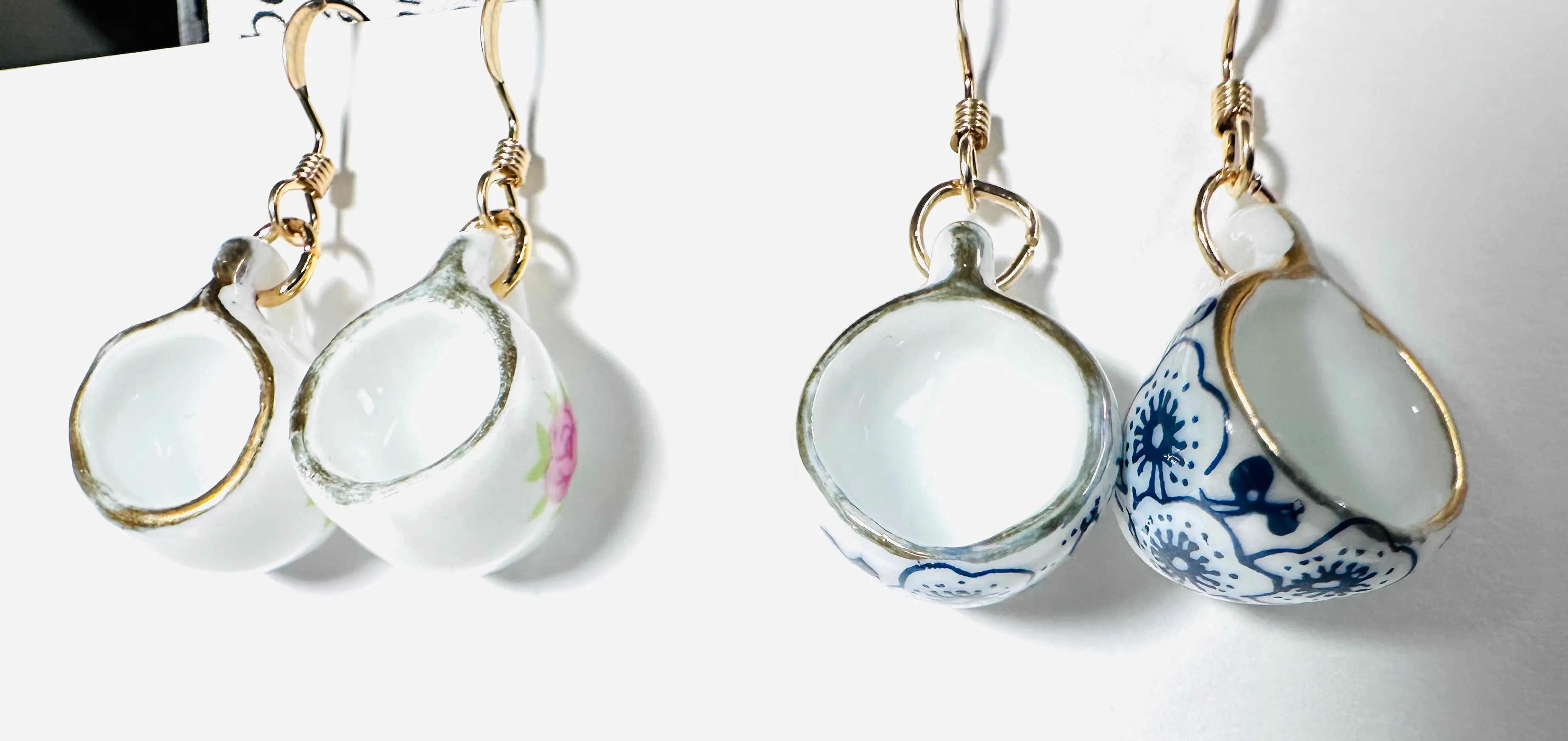 Cuppa Tea Earrings/ Tiny Porcelain Teacup Earrings