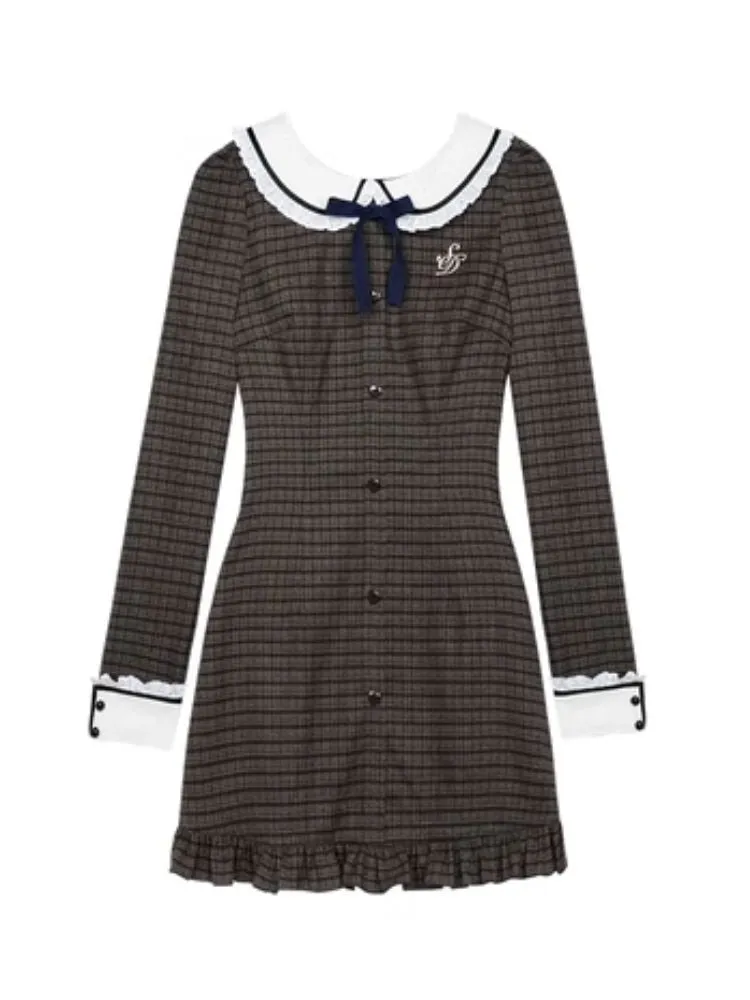 Doll neck long-sleeved dress【s0000005590】