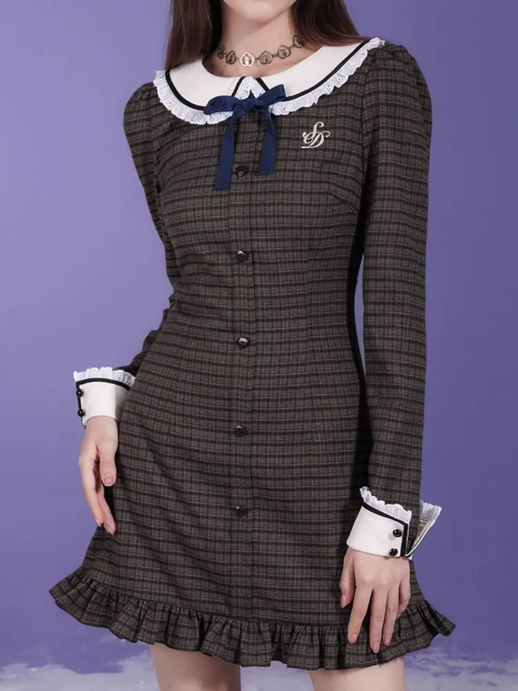 Doll neck long-sleeved dress【s0000005590】