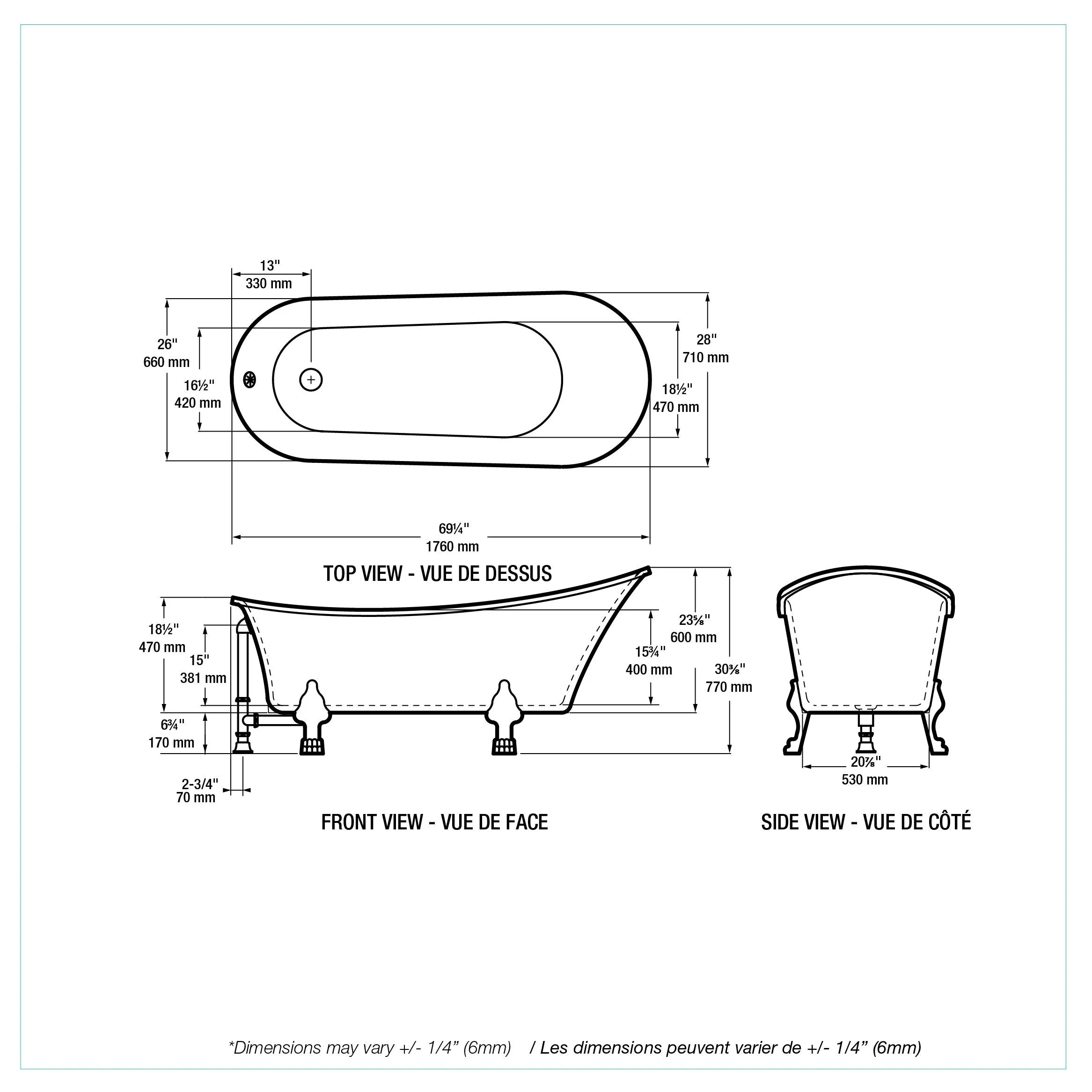 Dorya-BLK Freestanding Bathtub
