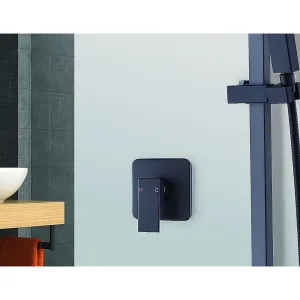 Electroplated Matte Black Shower Bath Mixer Tap, Solid Brass