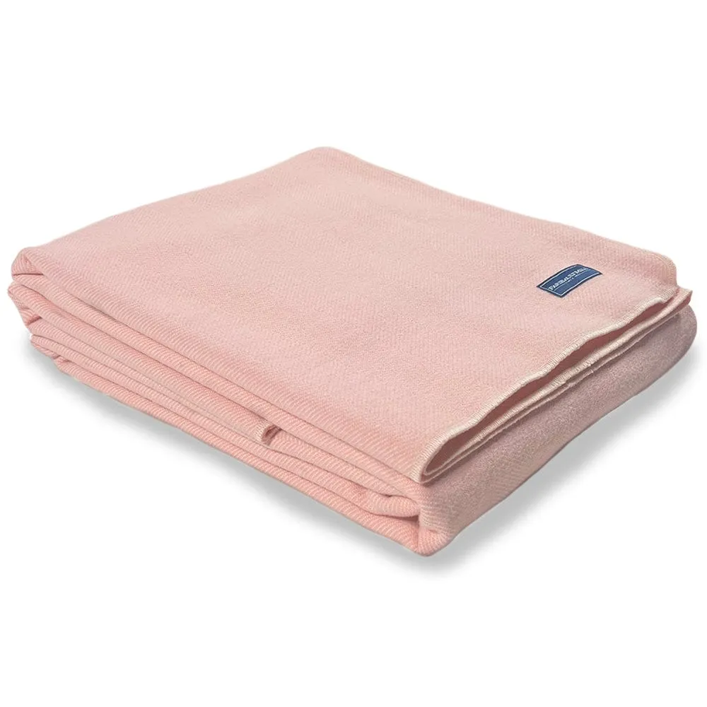 Factory Second Coastal Cottage Herringbone Wool Blanket - Pink