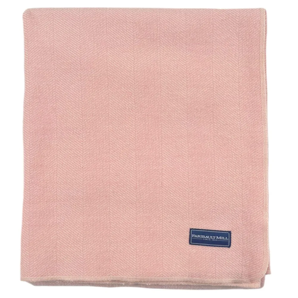 Factory Second Coastal Cottage Herringbone Wool Blanket - Pink