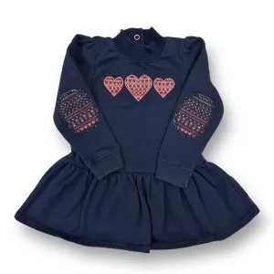 Girls Savannah Size 24 Months Navy Embroidered Heart Long Sleeve Dress
