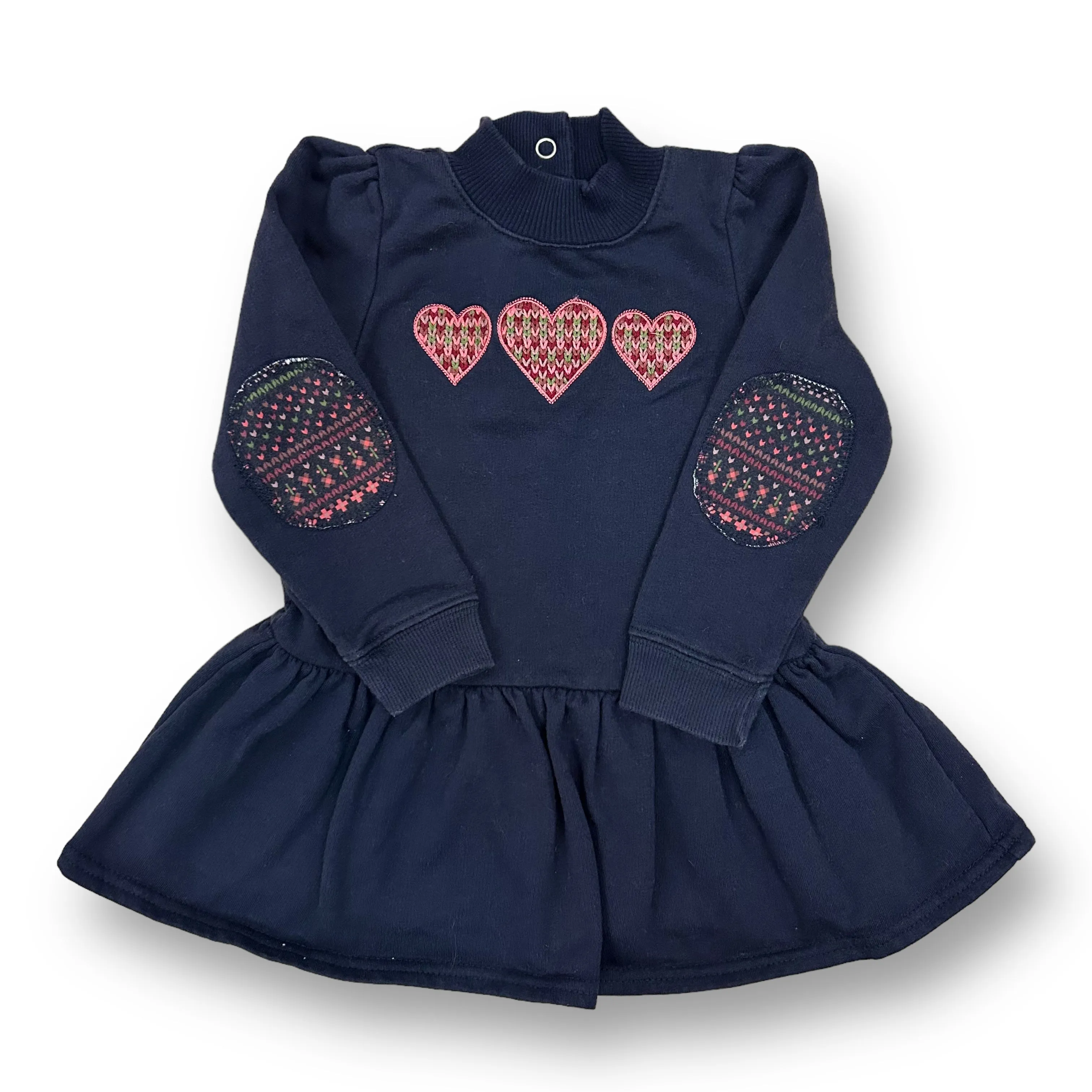 Girls Savannah Size 24 Months Navy Embroidered Heart Long Sleeve Dress