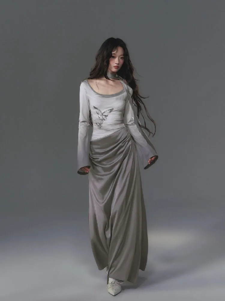 Gray Long Sleeve Dress【s0000010019】
