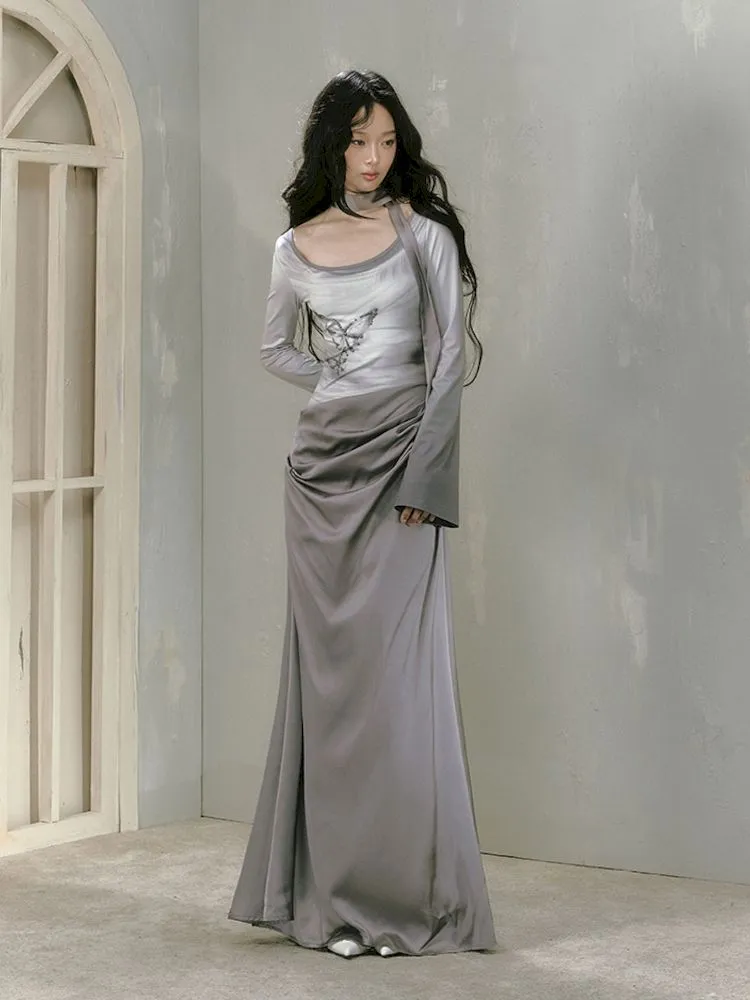 Gray Long Sleeve Dress【s0000010019】