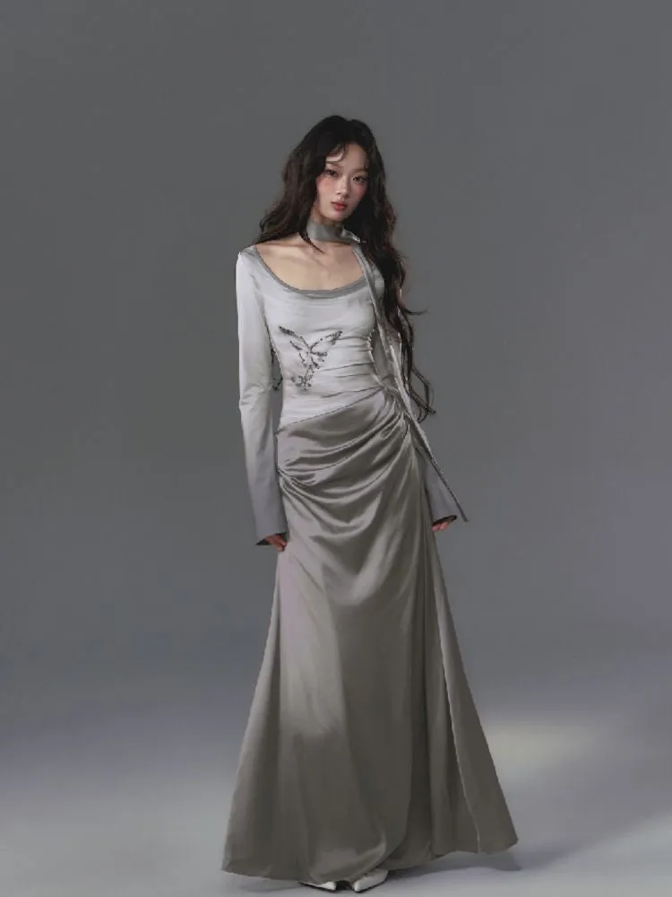 Gray Long Sleeve Dress【s0000010019】