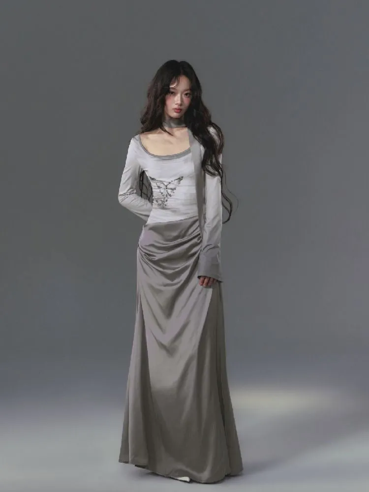 Gray Long Sleeve Dress【s0000010019】