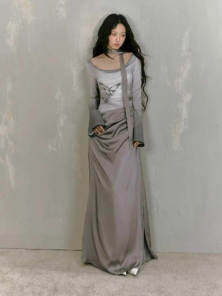 Gray Long Sleeve Dress【s0000010019】