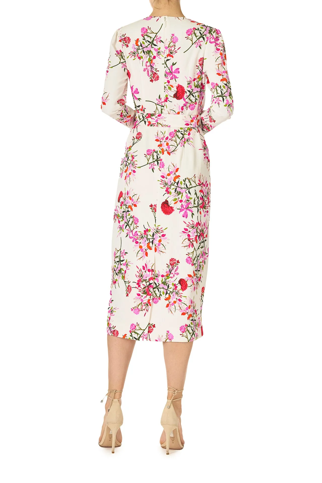 Jewel Neck Long Sleeve Dress with Belt
