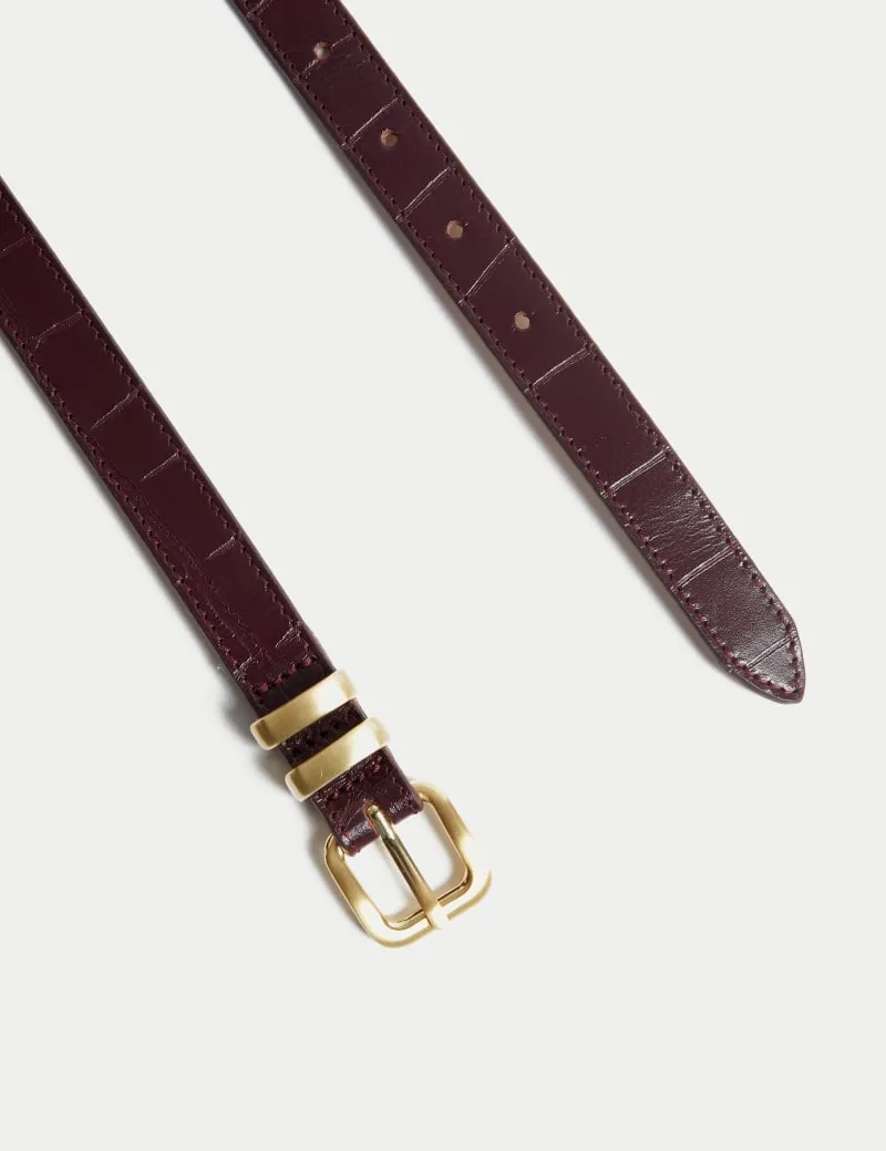Leather Lizard Effect Slim Jeans Belt