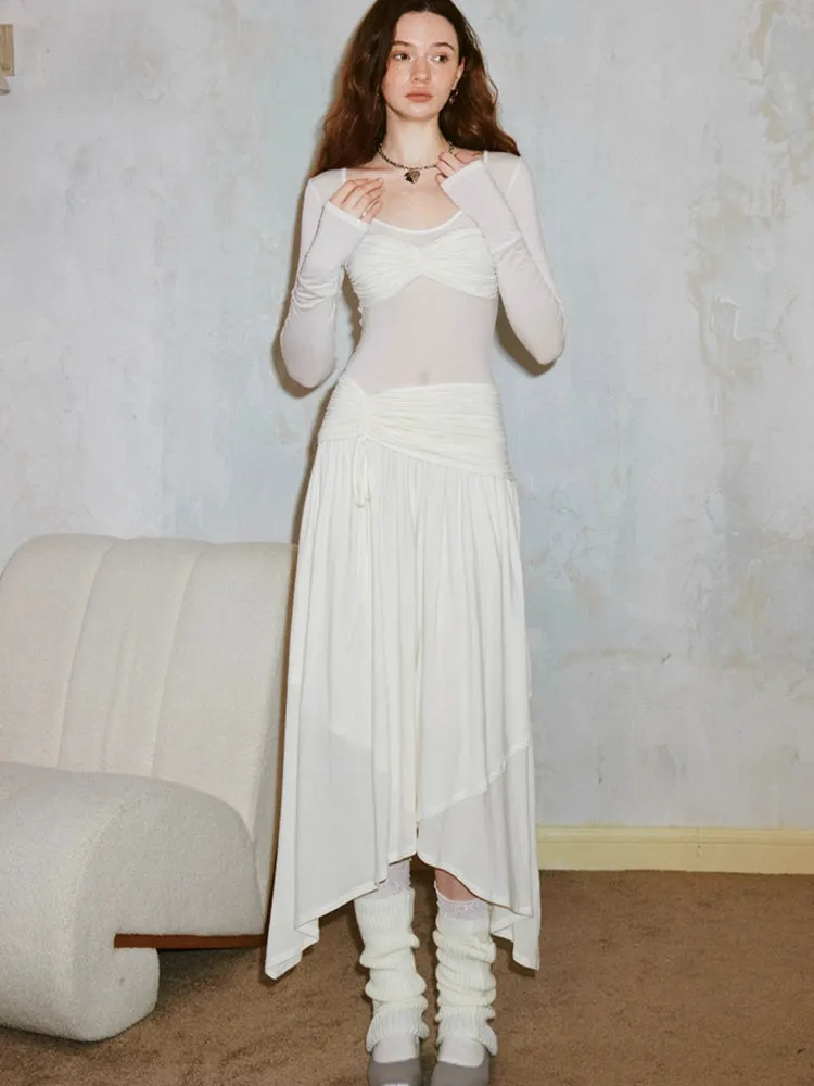 Long sleeve pleated dress【s0000007603】