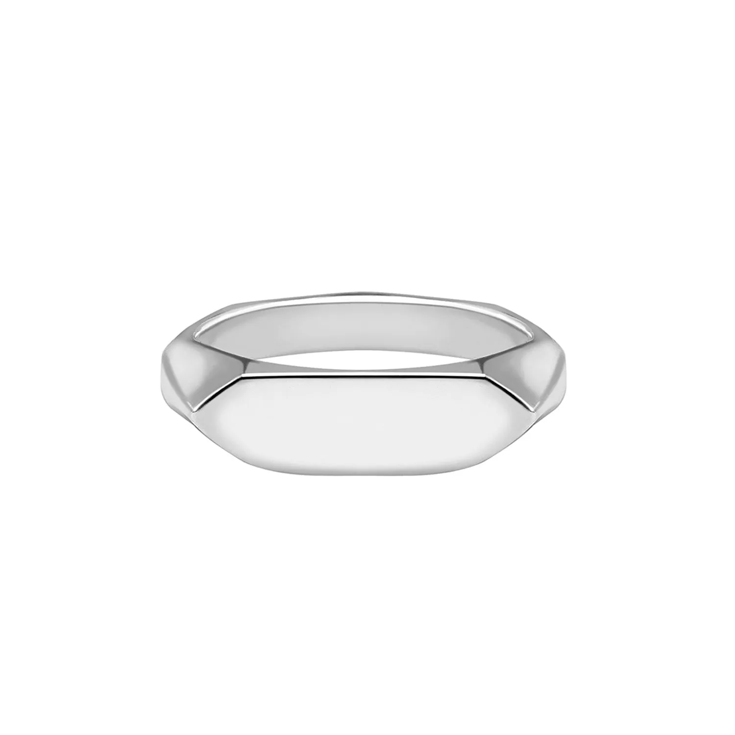 Mens Long Pebble Signet Ring