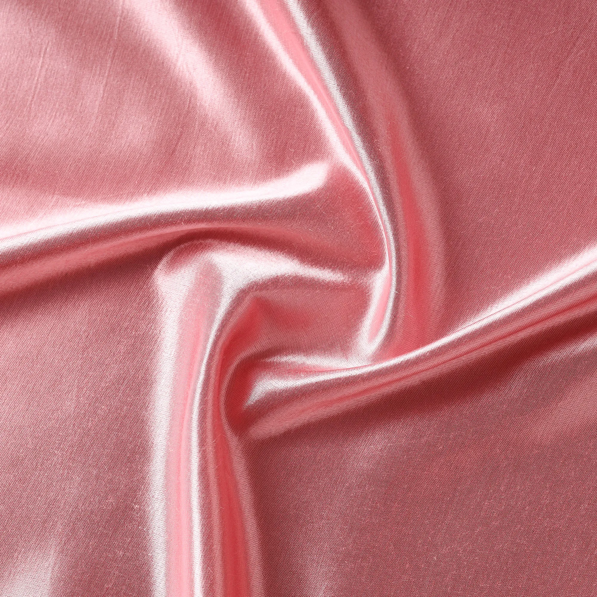 Pink - Pure Mashru Silk Plain Fabric (Width - 46 in)
