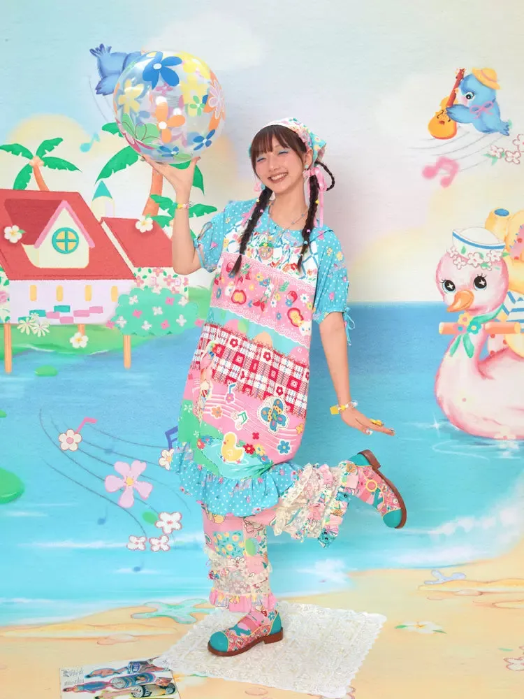 Polka dot patchwork long dress【s0000009529】