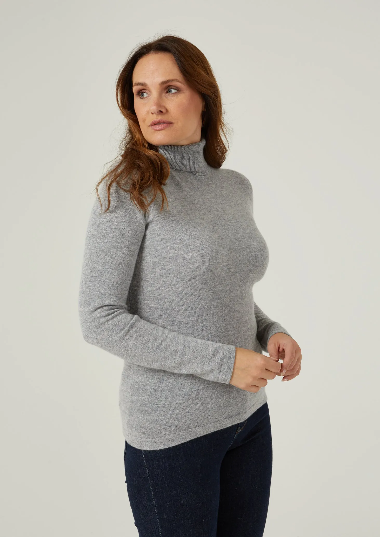 Rebecca Ladies Roll Neck Jumper In Silver
