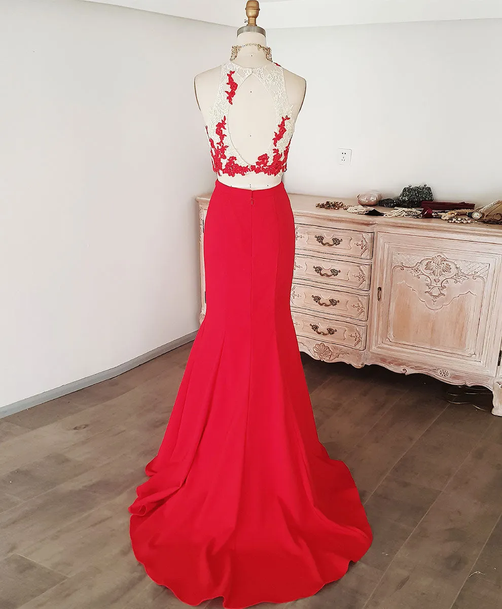 Red Mermaid Long Prom Dress Red Formal Graduation Dress