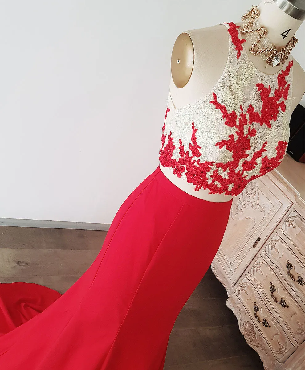 Red Mermaid Long Prom Dress Red Formal Graduation Dress