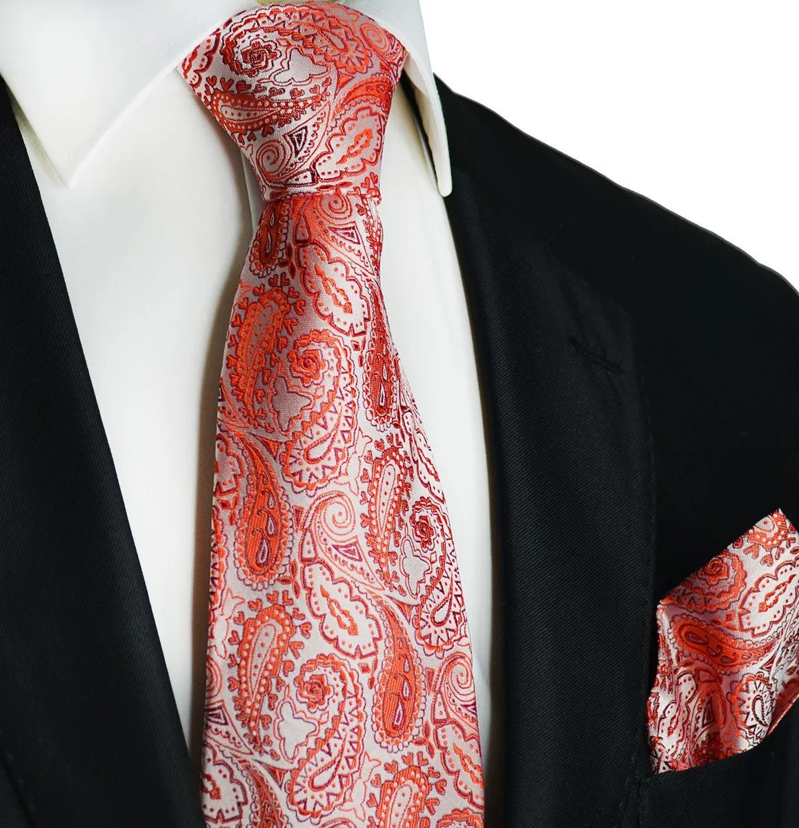 Red Paisley Silk Tie and Pocket Square