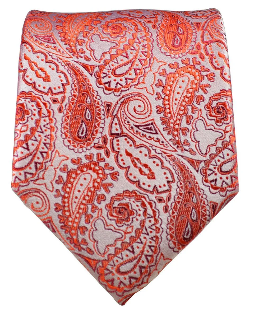 Red Paisley Silk Tie and Pocket Square