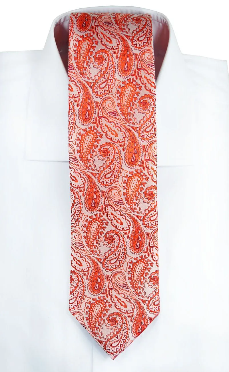 Red Paisley Silk Tie and Pocket Square