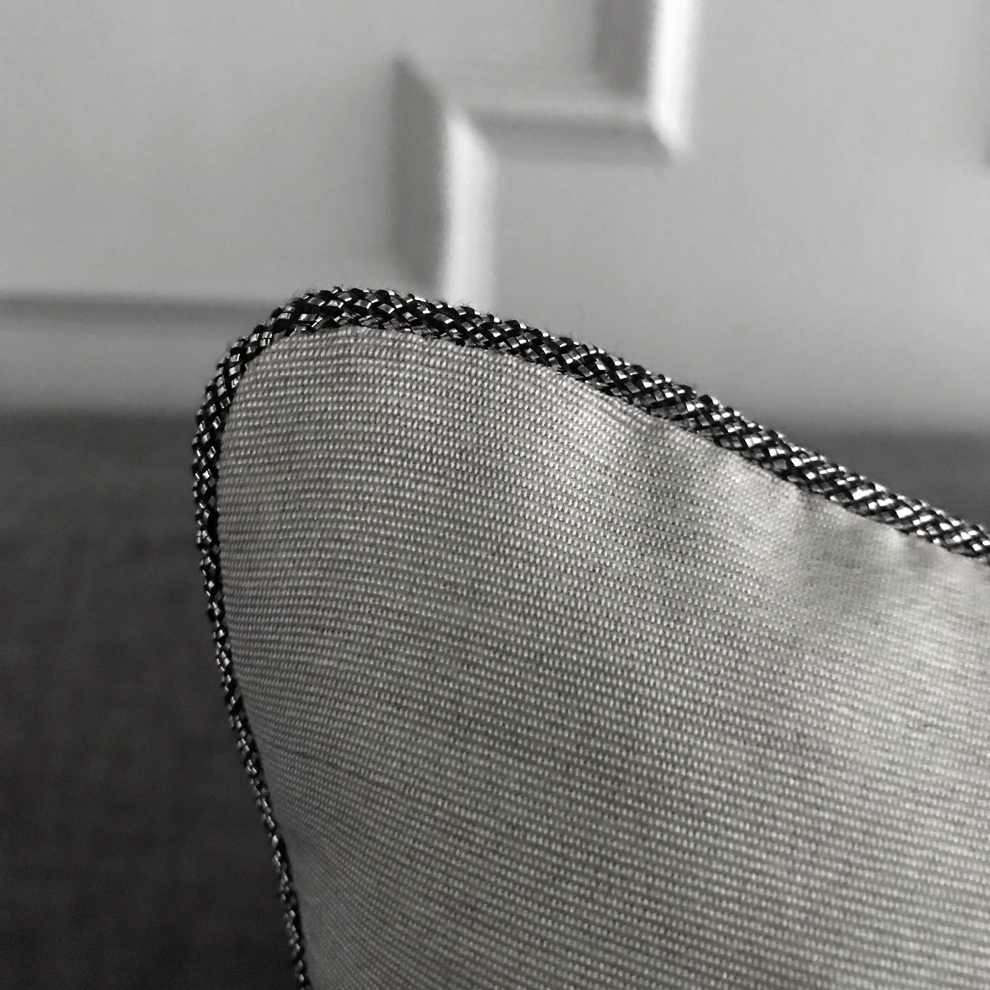 Silver Shantung Silk Metallic Bead Welt Trim Throw Pillow Cover 20x20