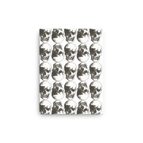 Skulls Grid Black Ink Canvas by Robert Bowen