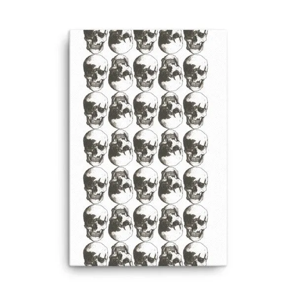 Skulls Grid Black Ink Canvas by Robert Bowen