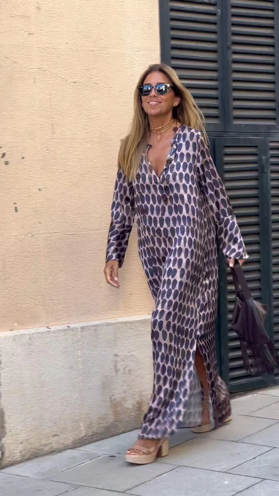Summer Geometric V-Neck Long Dress