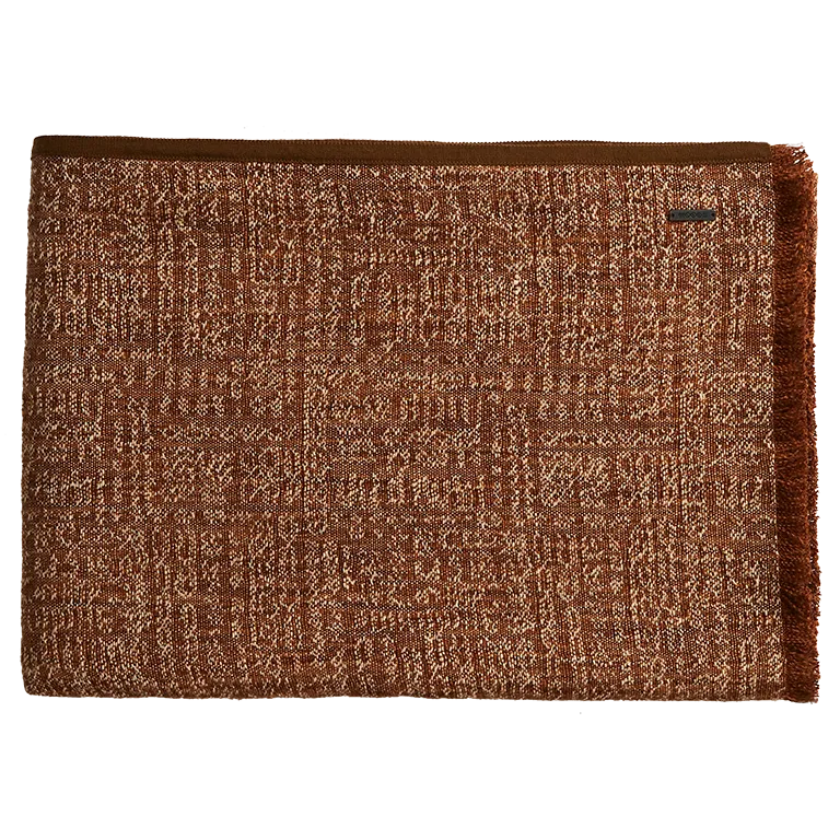 Tribal Linen Throw with Wool Binding - Earth