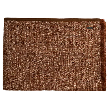 Tribal Linen Throw with Wool Binding - Earth